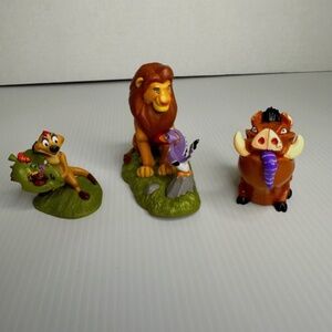 Vintage LOT 3 Disney LION KING PVC Figures/Cake Toppers Simba &Zazu, Timon,Pumba
